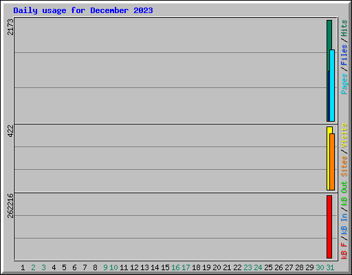 Daily usage for December 2023